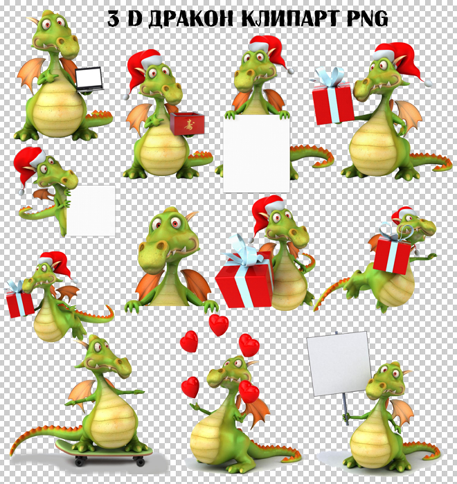 Веселый зеленый 3D дракончик | Funny 3D Dragon
